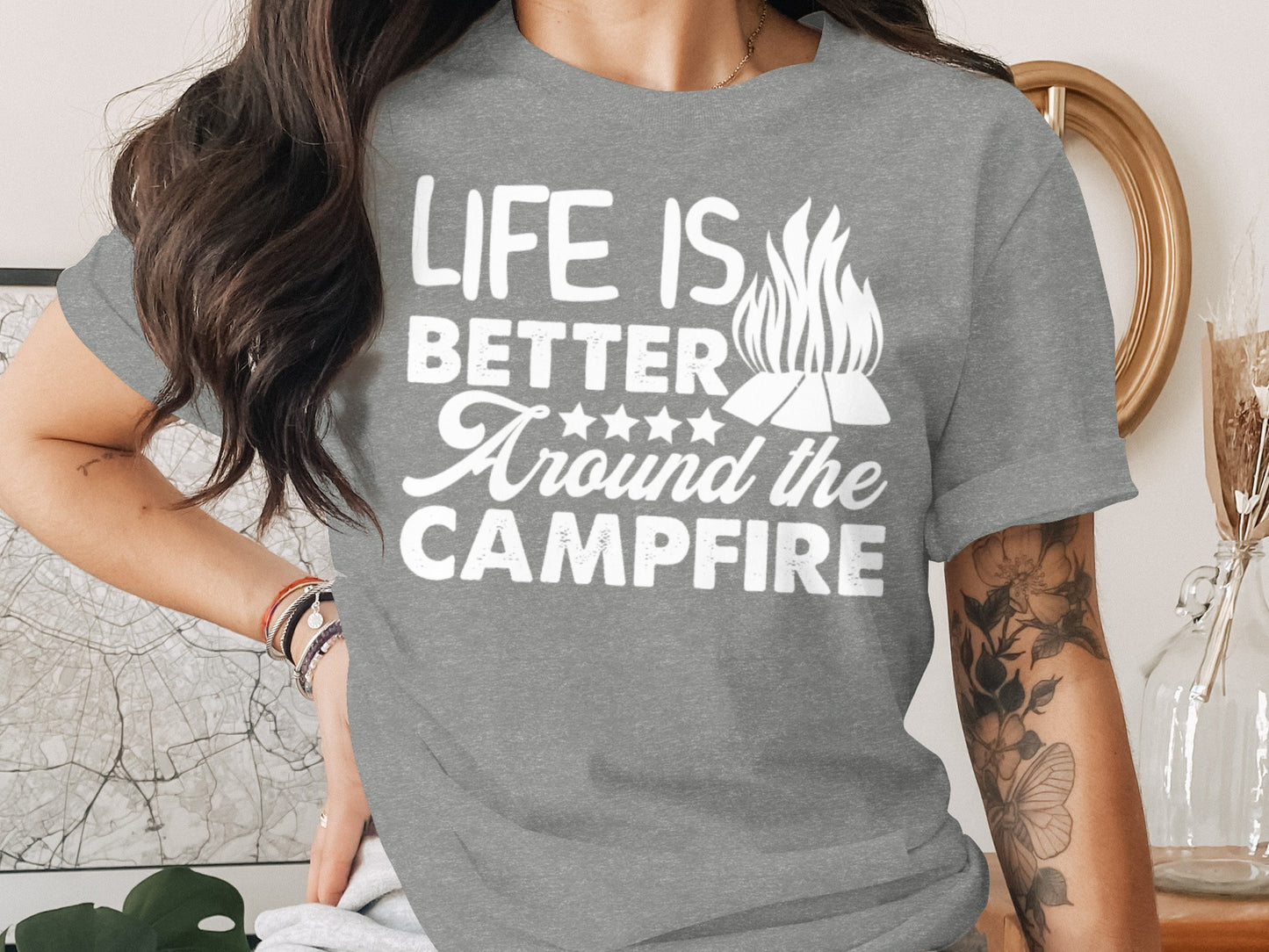 Life Is Better Around The Campfire Graphic Print T-Shirt T-Shirt - Outdoor & Adventure Collection - Mile Marker 16 Gear by Cloud 16 Clothing Co.
