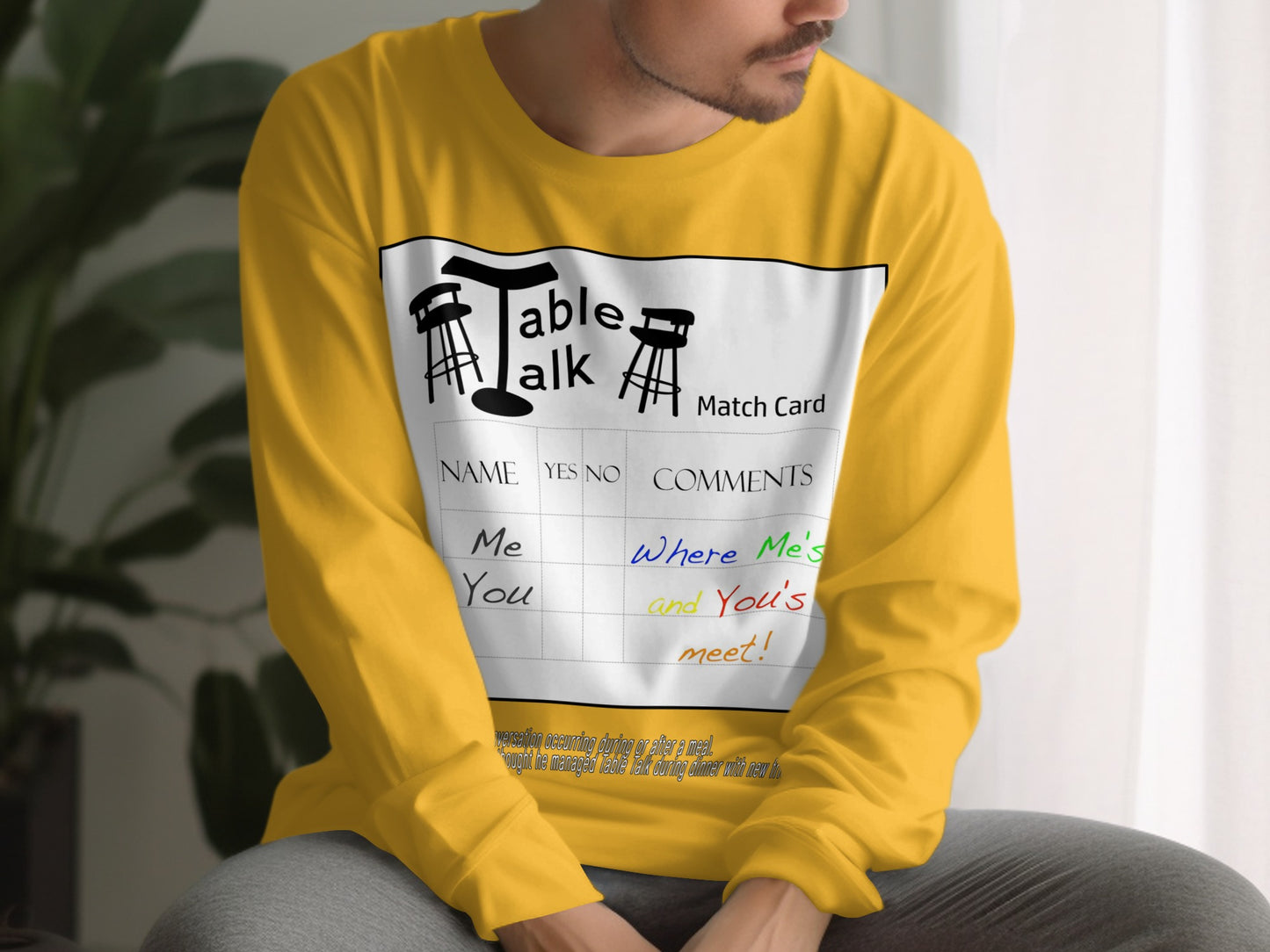 Table Talk Match Card Long Sleeve Shirt for Conversations