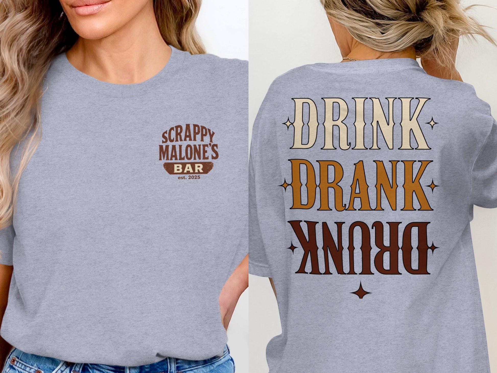Drink Drank Drunk Retro Style Funny Drinking Design T-Shirt T-shirt - Scrappy Malone's Bar 100-Proof Humor - Cloud 16 Clothing Co.