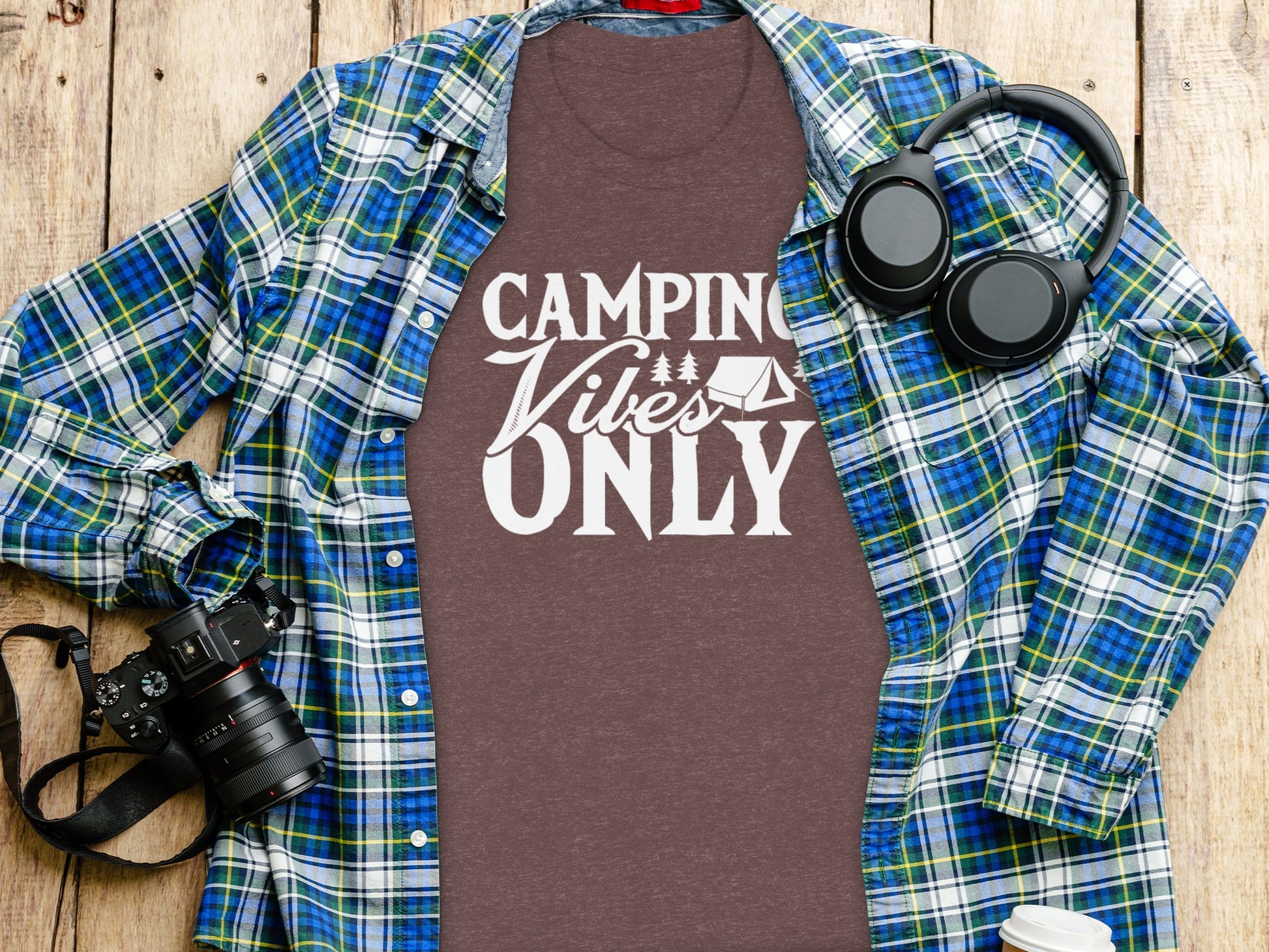 Camping Vibes Only With Tent Graphic Camping T-Shirt T-Shirt - Outdoor & Adventure Collection - Mile Marker 16 Gear by Cloud 16 Clothing Co.