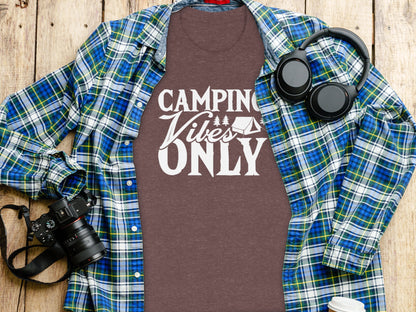 Camping Vibes Only With Tent Graphic Camping T-Shirt T-Shirt - Outdoor & Adventure Collection - Mile Marker 16 Gear by Cloud 16 Clothing Co.