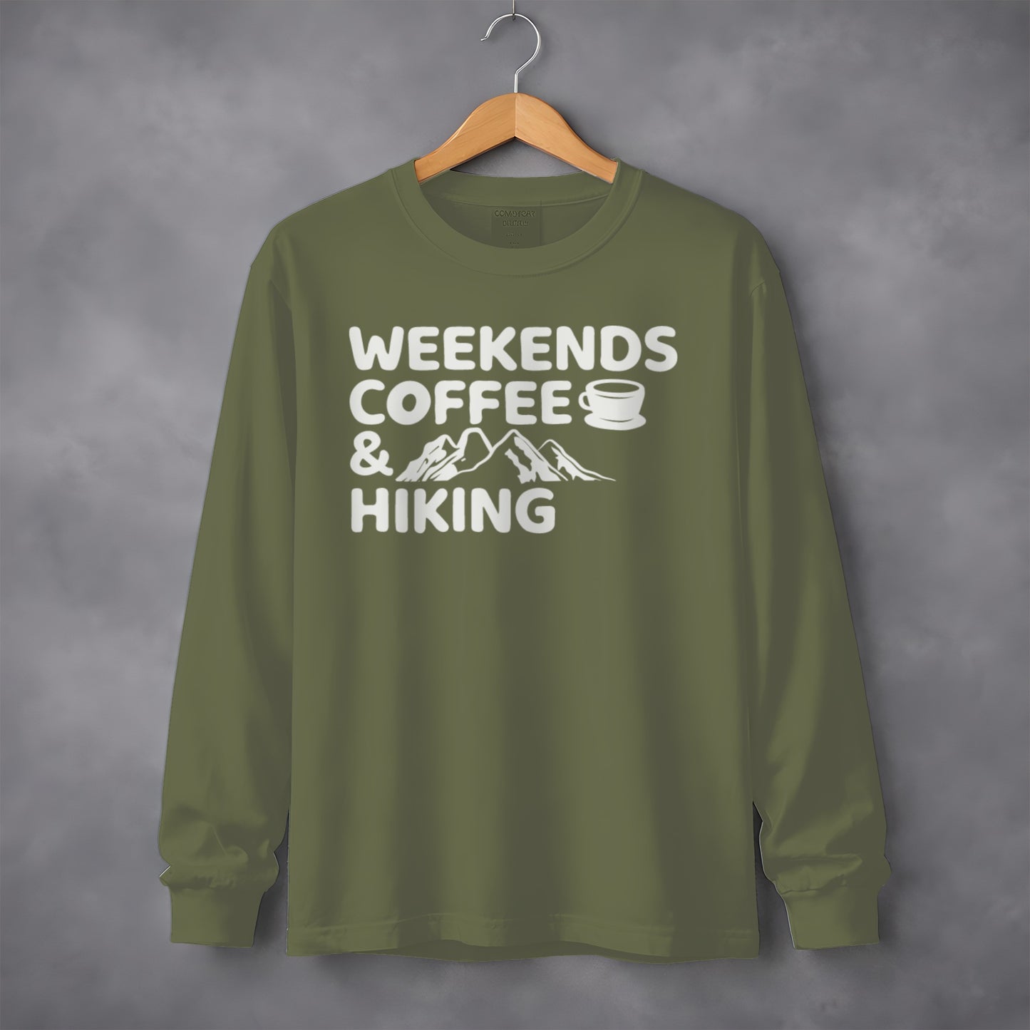 Weekends Coffee and Hiking Graphic Long Sleeve Shirt