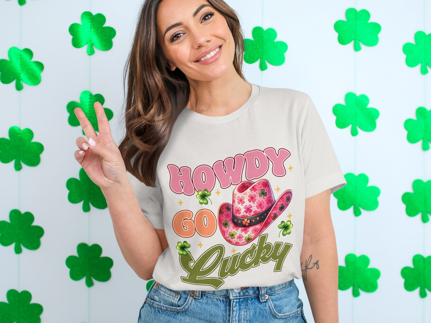 Howdy Go Lucky Shirt with Colorful Cowboy Hat Design