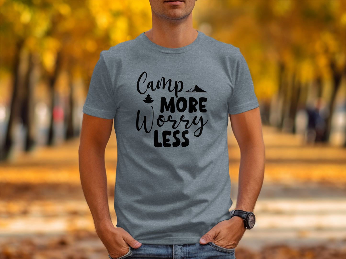 Camp More Worry Less Outdoor Adventure Graphic T-Shirt T-Shirt - Outdoor & Adventure Collection - Mile Marker 16 Gear by Cloud 16 Clothing Co.
