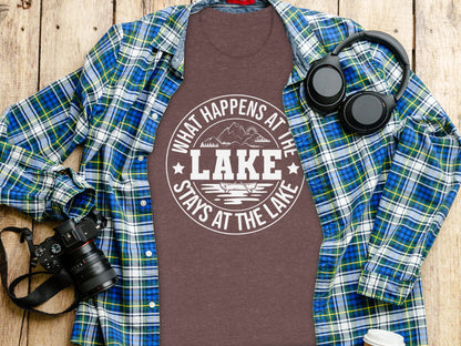 What Happens At The Lake Stays At The Lake Graphic T-Shirt T-Shirt - Outdoor & Adventure Collection - Mile Marker 16 Gear by Cloud 16 Clothing Co.