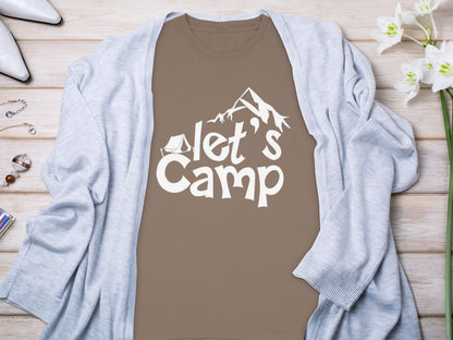 Let's Camp Graphic Design Outdoor Adventure T-shirt