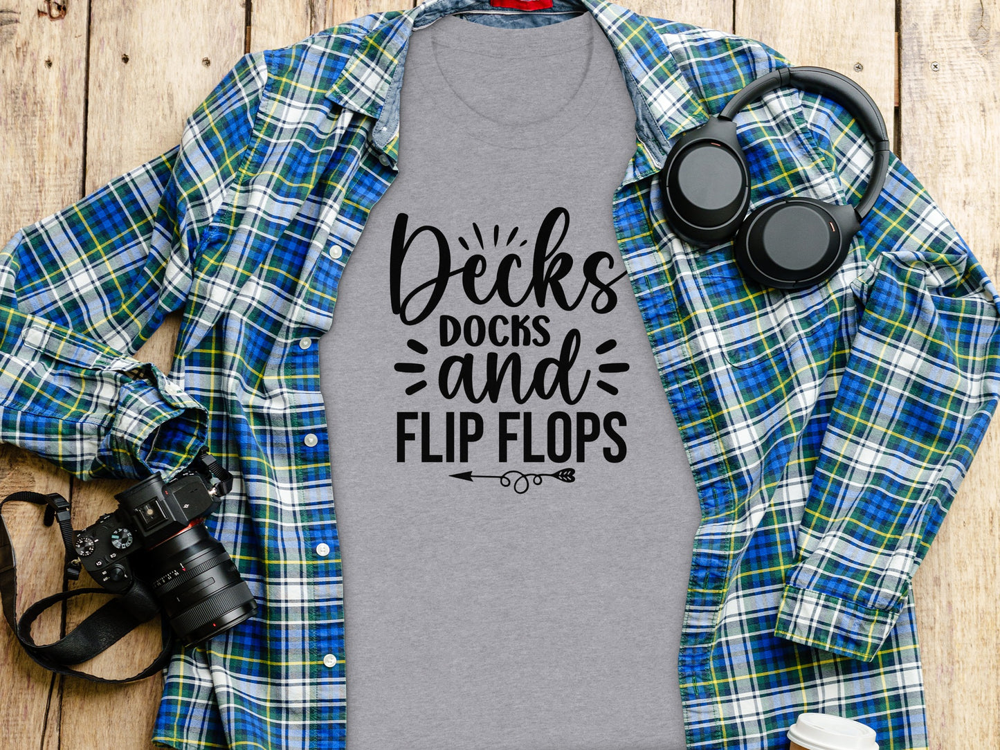Decks Docks And Flip Flops Arrow Summer Funny T-Shirt T-Shirt - Outdoor & Adventure Collection - Mile Marker 16 Gear by Cloud 16 Clothing Co.