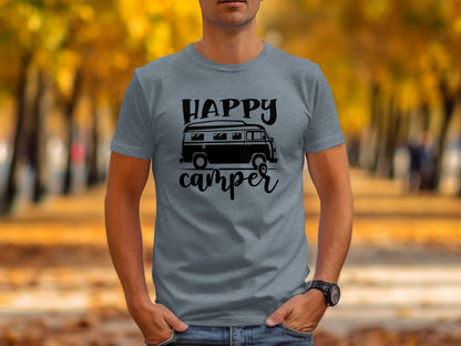 Happy Camper Volkswagen Van Road Trip Vacation T-Shirt T-Shirt - Outdoor & Adventure Collection - Mile Marker 16 Gear by Cloud 16 Clothing Co.