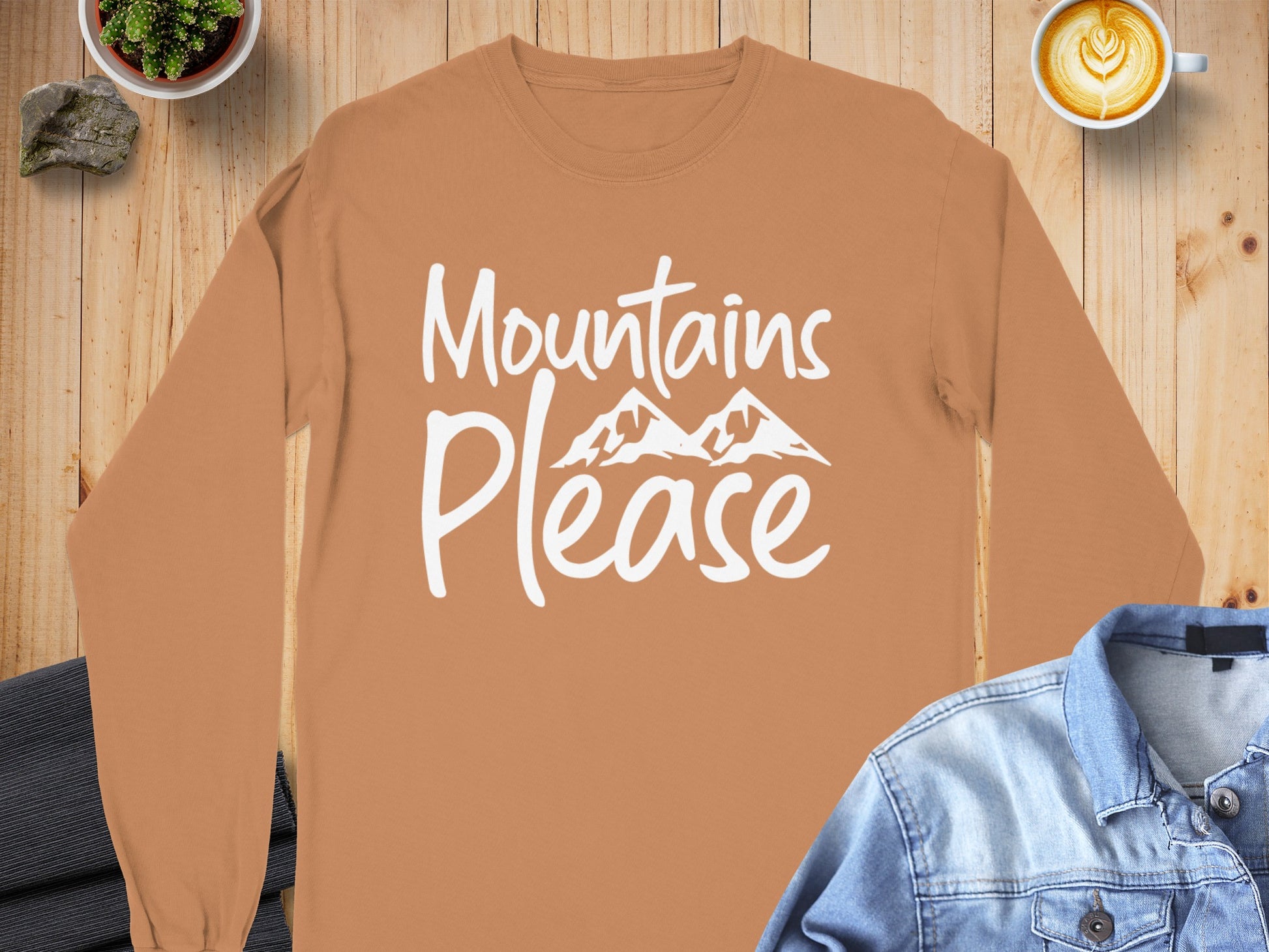 Mountains Please Graphic Long Sleeve Shirt