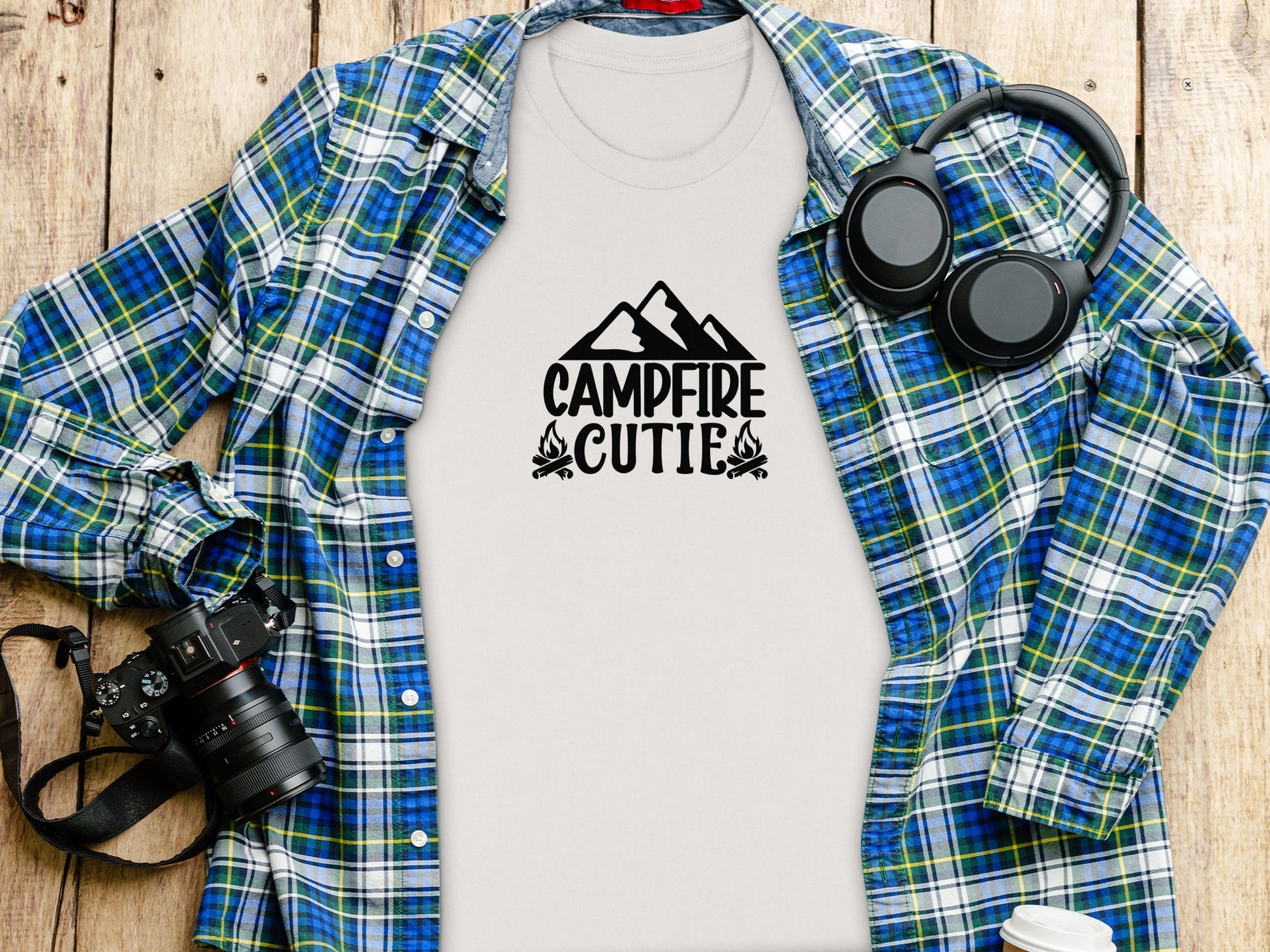 Campfire Cutie With Mountain Silhouette Graphic T-Shirt T-Shirt - Outdoor & Adventure Collection - Mile Marker 16 Gear by Cloud 16 Clothing Co.