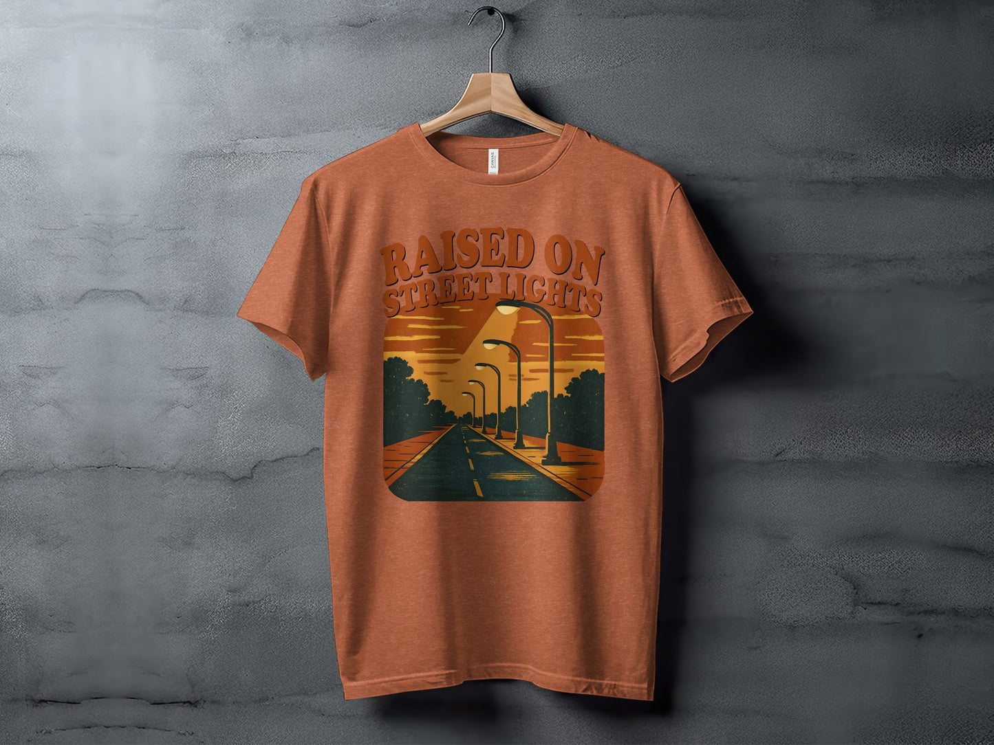 Raised On Street Lights Graphic Tee Shirt Vintage Design