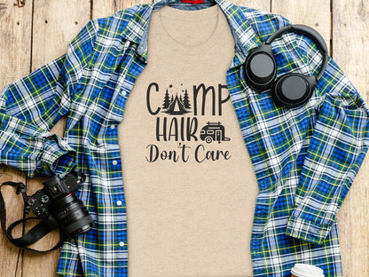 Camp Hair Dont Care Camping Summer Vacation T-Shirt T-Shirt - Outdoor & Adventure Collection - Mile Marker 16 Gear by Cloud 16 Clothing Co.