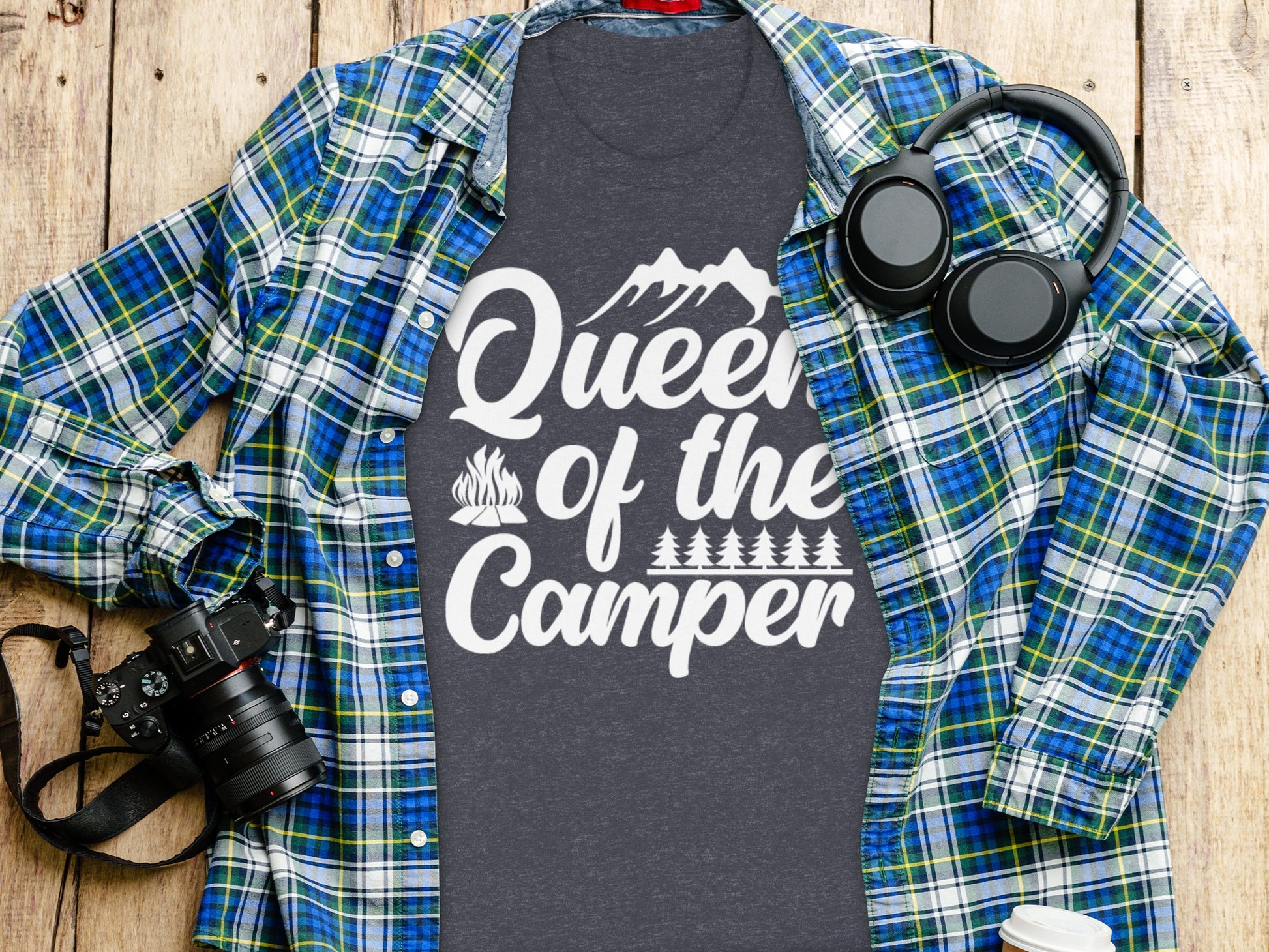 Queen of the Camper Graphic Print Camping Lover T-Shirt T-Shirt - Outdoor & Adventure Collection - Mile Marker 16 Gear by Cloud 16 Clothing Co.