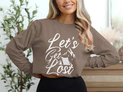 Lets Get Lost Camp Tent Design on Adventure Long Sleeve T-Shirt Long Sleeve Tee - Outdoor & Adventure Collection - Mile Marker 16 Gear by Cloud 16 Clothing Co.