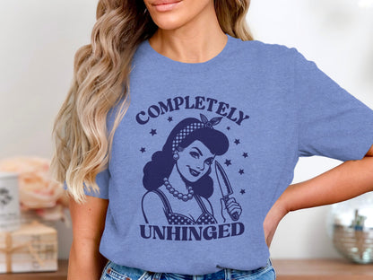 Completely Unhinged Graphic Tee with Retro Woman Design