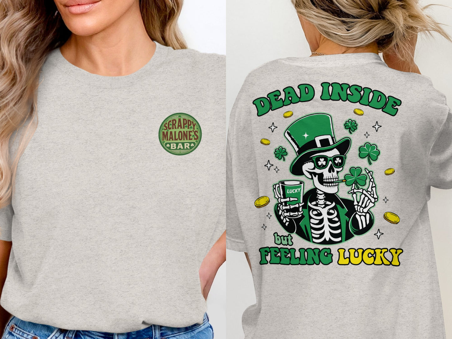 Scrappy Malone's Bar, Unique Design, Other Products, Bar Decor, Irish Theme, Lucky Clover Design, St Patricks Day Gift, Green, Circle T-Shirt - Scrappy Malone's Bar 100-Proof Humor - Cloud 16 Clothing Co.