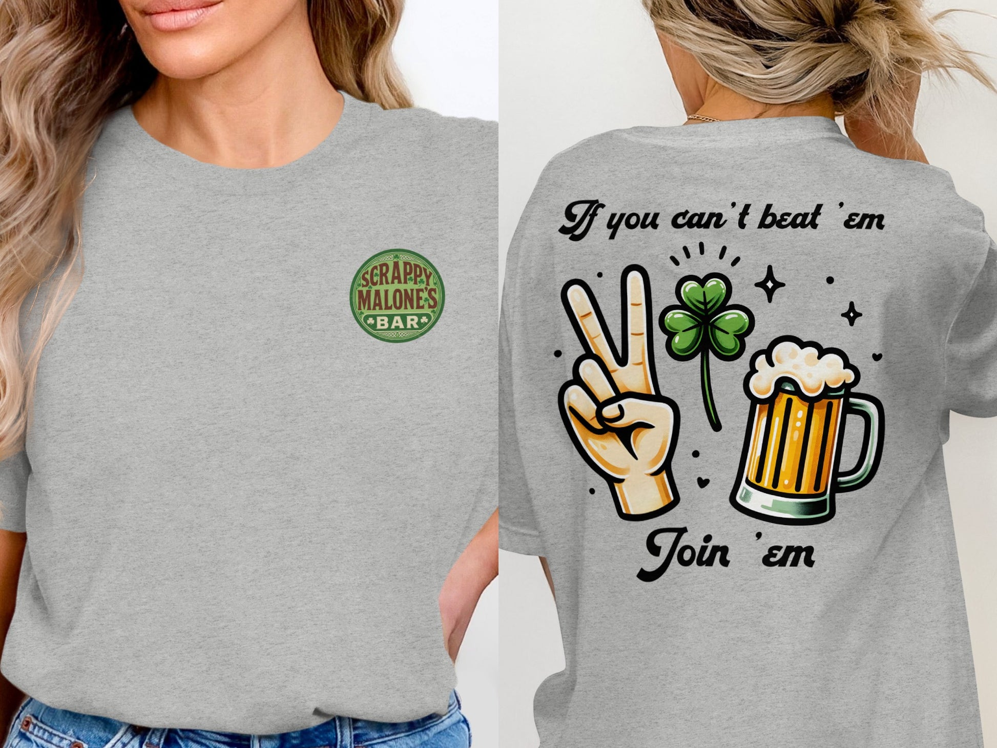 Scrappy Malone's Bar, St Patricks Day, Irish Bar, Shamrock, Retro Pub Sign, Custom Design T-Shirt - Scrappy Malone's Bar 100-Proof Humor - Cloud 16 Clothing Co.