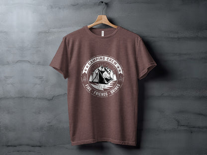Camping Crew Friends Drinks Fire Tent Mountain Scene T-Shirt T-Shirt - Outdoor & Adventure Collection - Mile Marker 16 Gear by Cloud 16 Clothing Co.
