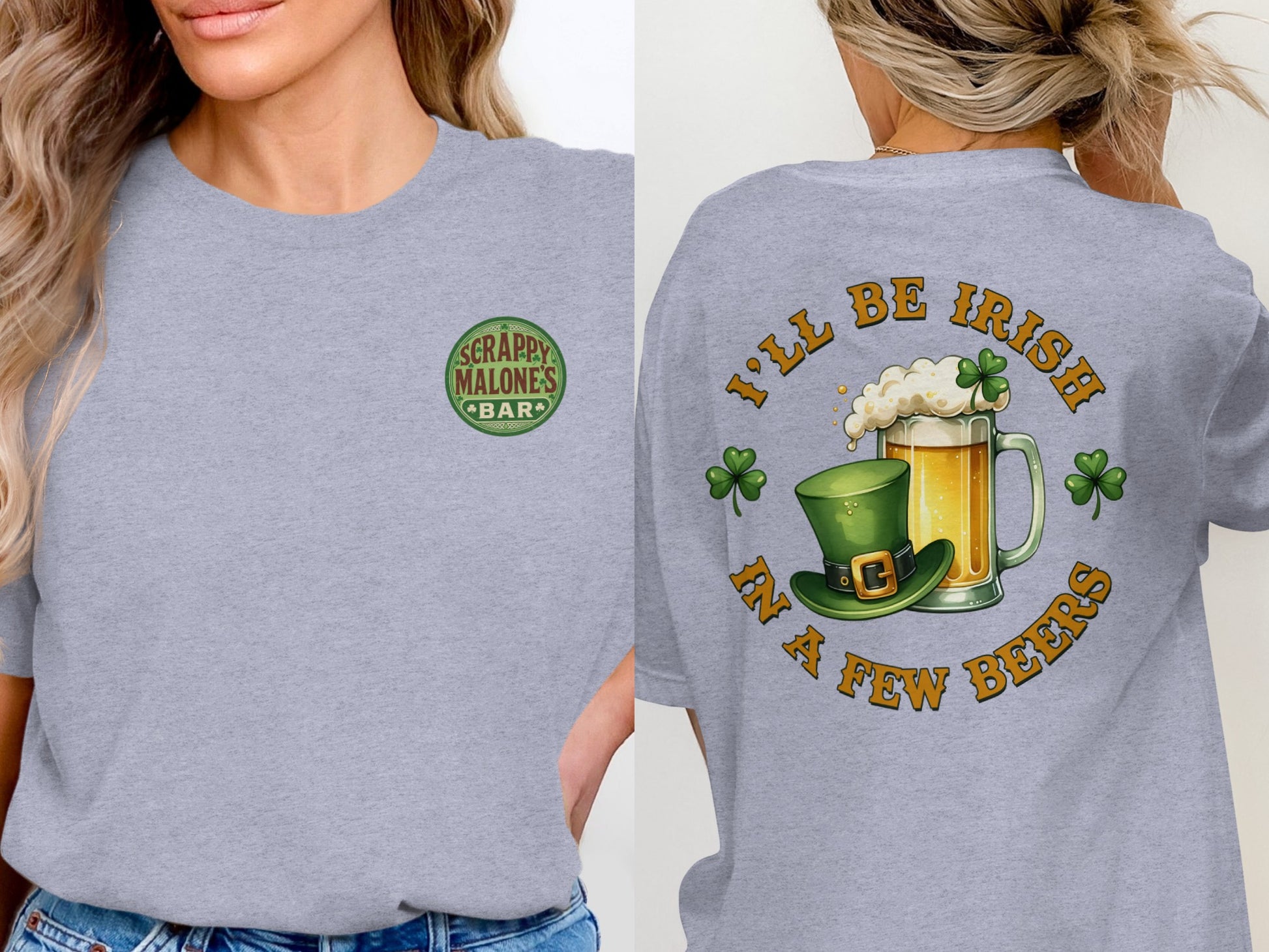Scrappy Malone's Bar, Shamrock Decor, St Patricks Day, Irish Pub Sign, Gift for Pub Owner, Home Bar Decor T-Shirt - Scrappy Malone's Bar 100-Proof Humor - Cloud 16 Clothing Co.