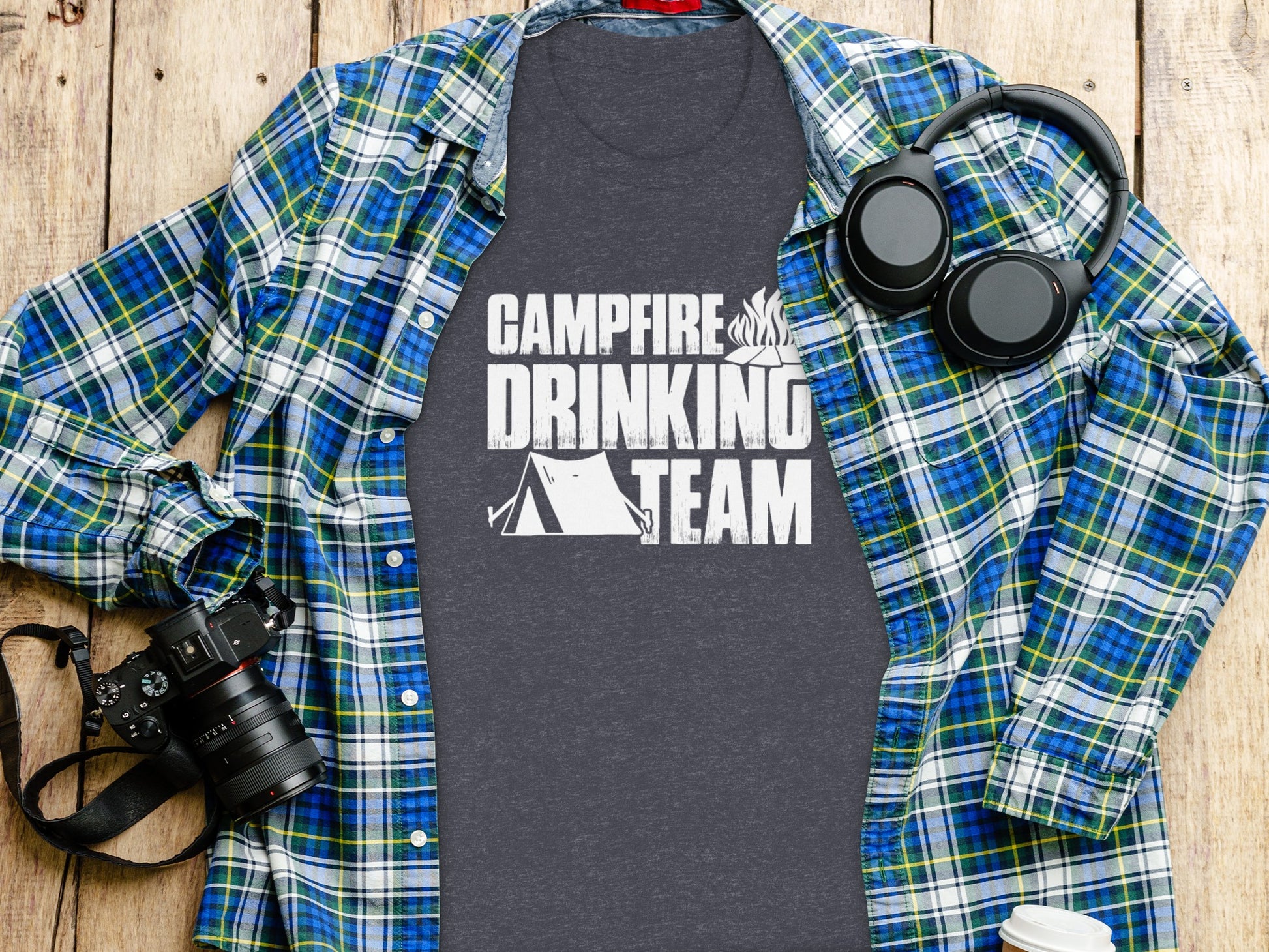 Campfire Drinking Team Tent Design Camping Adventure T-Shirt T-Shirt - Outdoor & Adventure Collection - Mile Marker 16 Gear by Cloud 16 Clothing Co.