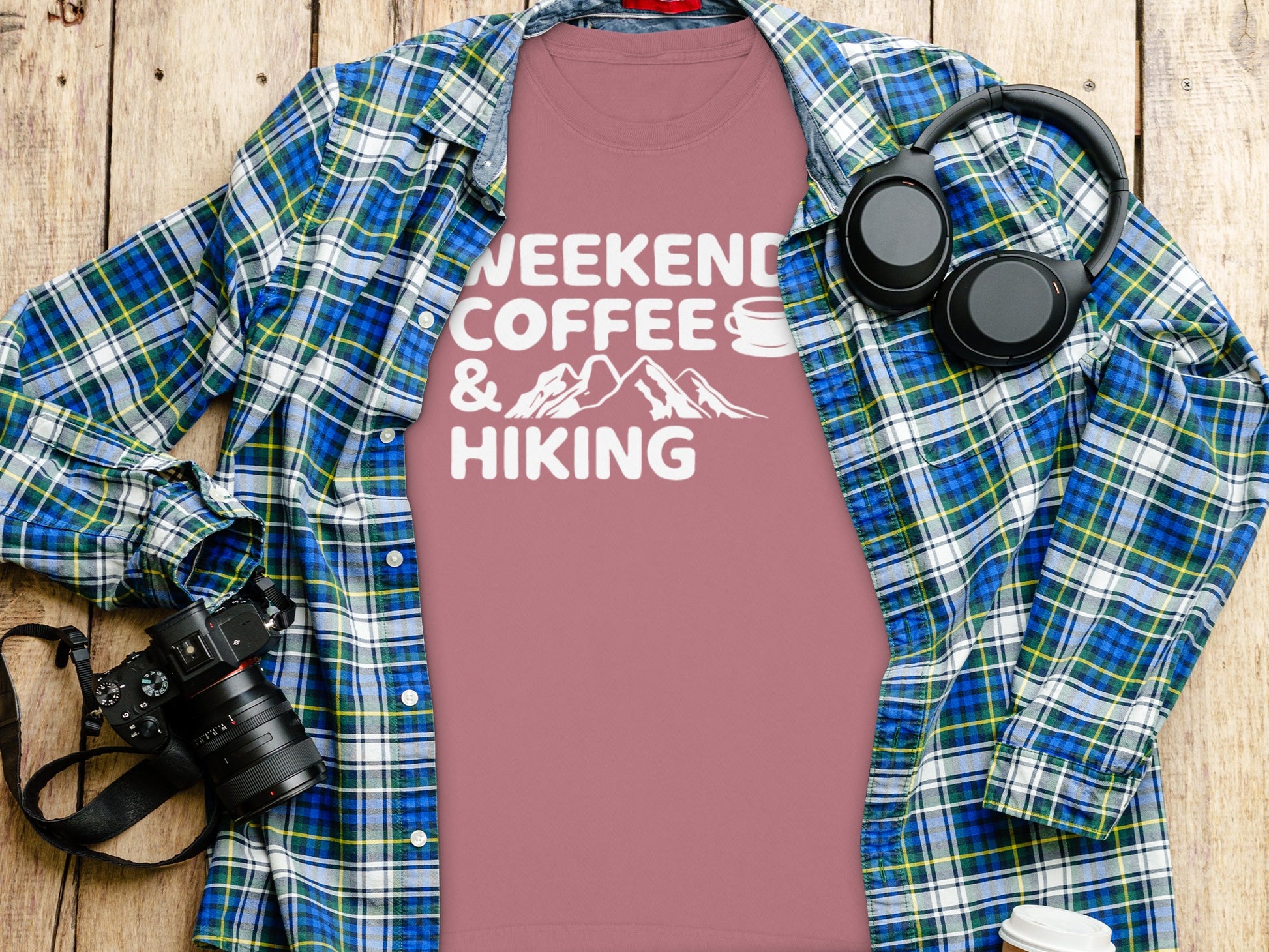 Weekend Coffee and Hiking Graphic Tee for Outdoor Lovers