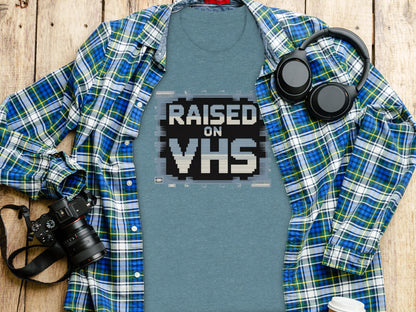 Raised on VHS Pixel Retro Graphic T-shirt