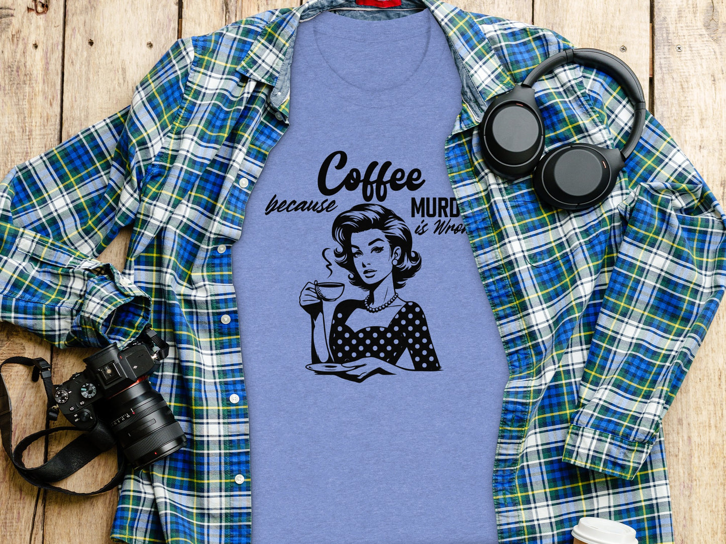 Coffee Because Murder Is Wrong Retro Graphic Shirt