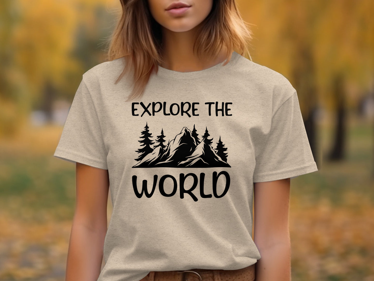 Explore The World Mountain Silhouette Hiking Adventure T-Shirt T-Shirt - Outdoor & Adventure Collection - Mile Marker 16 Gear by Cloud 16 Clothing Co.