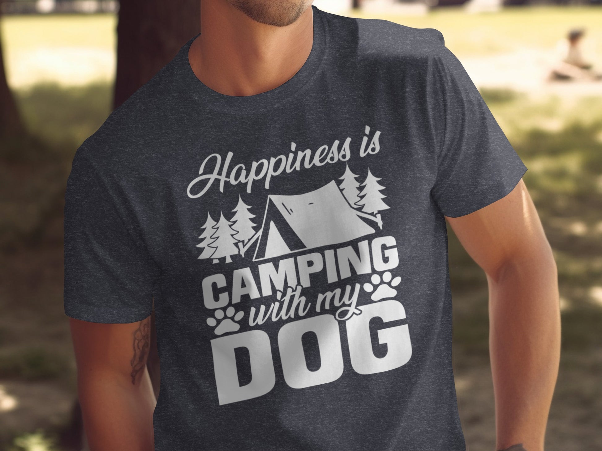 Happiness is Camping with My Dog Awesome Graphic T-Shirt T-Shirt - Outdoor & Adventure Collection - Mile Marker 16 Gear by Cloud 16 Clothing Co.