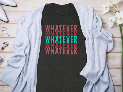 Whatever Repeated Pattern Graphic T-shirt