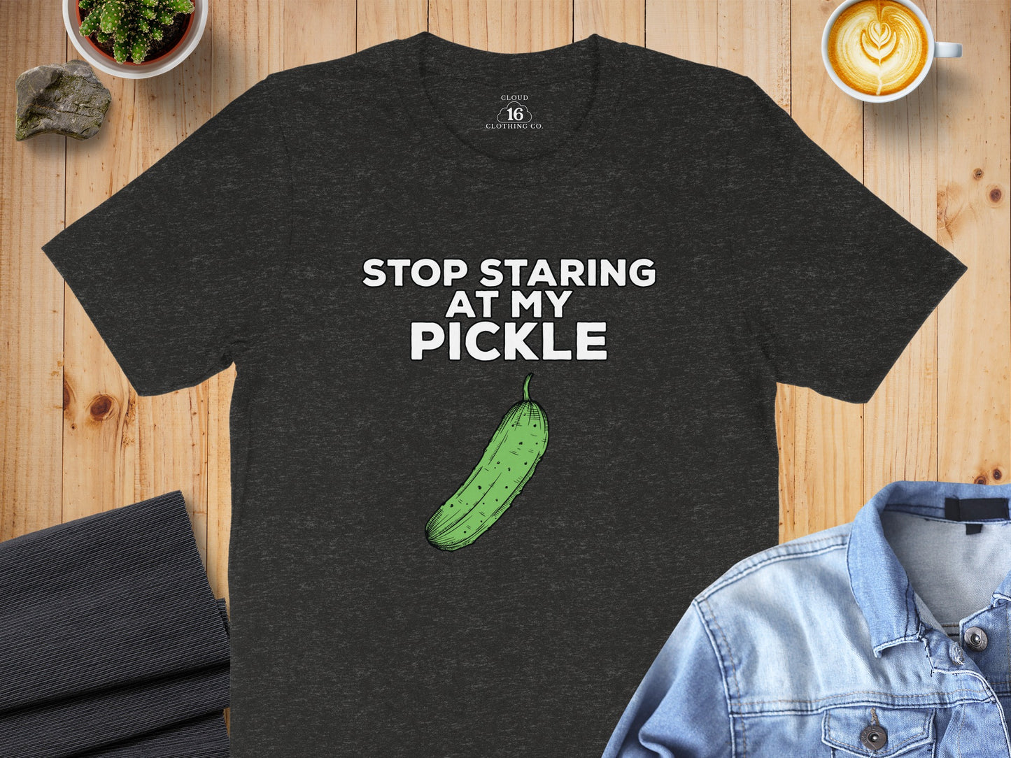 Stop Staring At My Pickle Funny Graphic T-Shirt