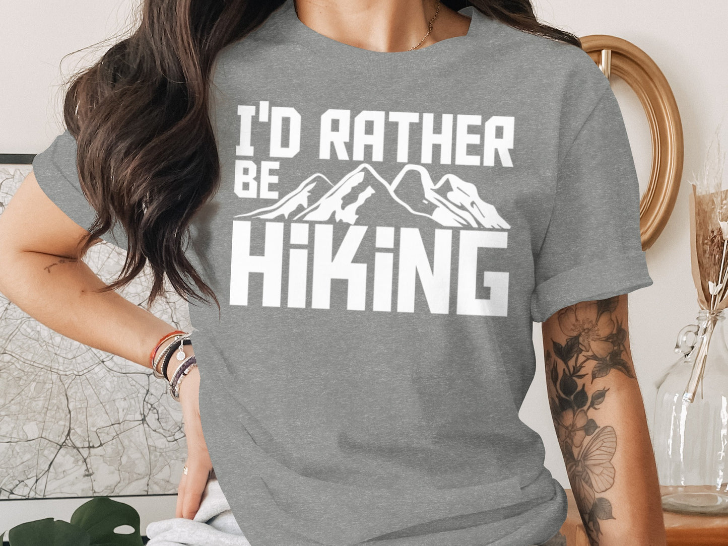 I Would Rather Be Hiking Mountains Graphic Design T-Shirt T-Shirt - Outdoor & Adventure Collection - Mile Marker 16 Gear by Cloud 16 Clothing Co.