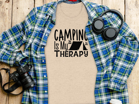 Camping Is My Therapy Tent Campfire Graphic T-Shirt T-Shirt - Outdoor & Adventure Collection - Mile Marker 16 Gear by Cloud 16 Clothing Co.