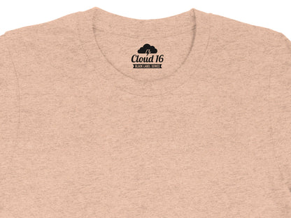 Peach t-shirt with "CLOUD 16 BLACK LABEL SERIES" logo on the neck tag.