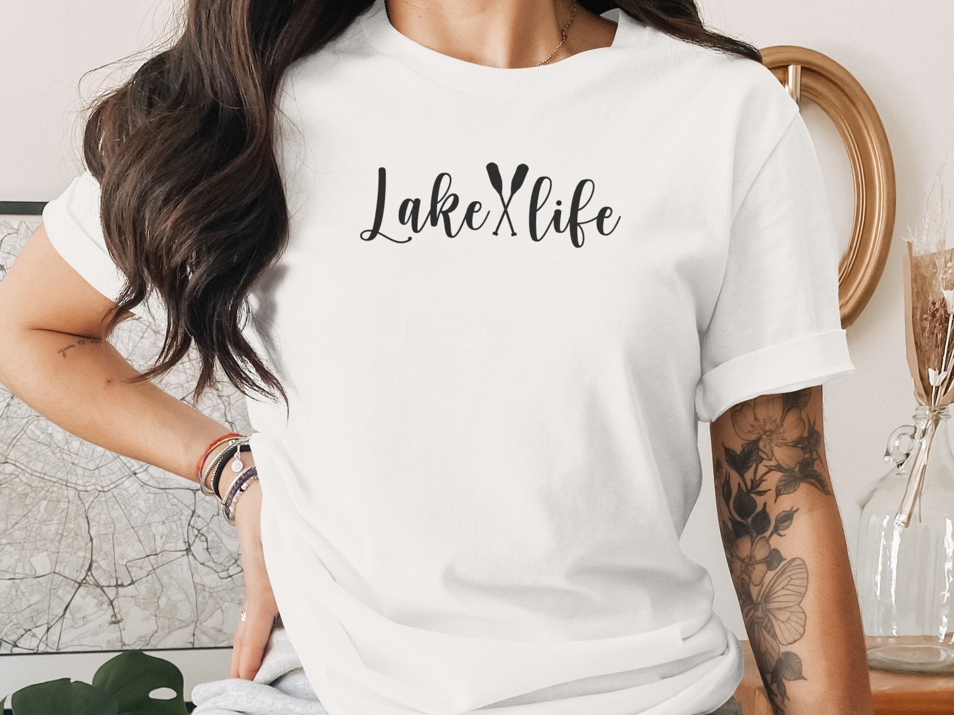 Lake With Crossed Paddles Graphic Design Lake Life T-Shirt T-Shirt - Outdoor & Adventure Collection - Mile Marker 16 Gear by Cloud 16 Clothing Co.