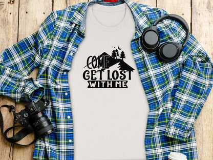 Come Get Lost With Me Mountains and Trees Graphic T-Shirt T-Shirt - Outdoor & Adventure Collection - Mile Marker 16 Gear by Cloud 16 Clothing Co.