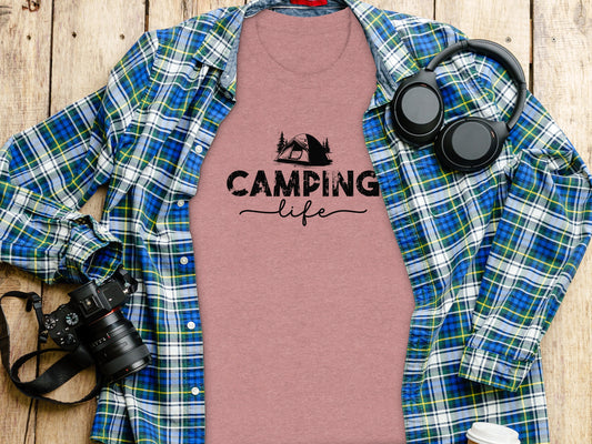 Camping Life Design Outdoors Nature Adventure Tent T-Shirt T-Shirt - Outdoor & Adventure Collection - Mile Marker 16 Gear by Cloud 16 Clothing Co.
