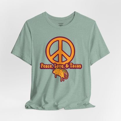 Peace Love Tacos T-Shirt - Funny Foodie Tee for Taco Lovers