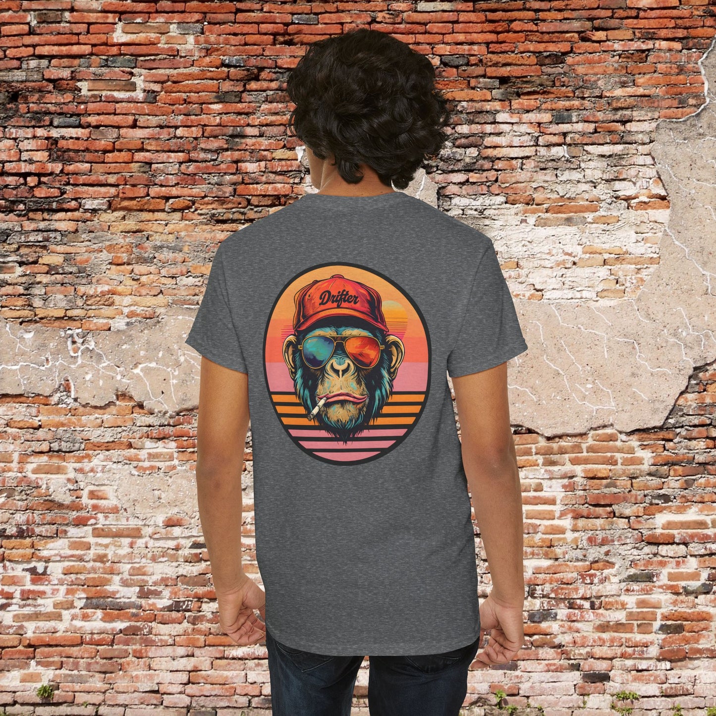 Retro Monkey Graphic T-Shirt - Unisex Heavy Cotton Tee