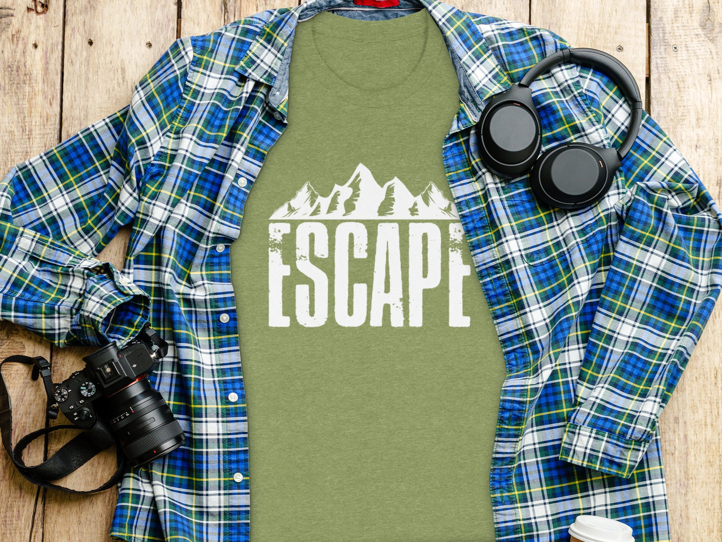 Escape Into The Mountains Outdoor Adventure Design T-Shirt T-Shirt - Outdoor & Adventure Collection - Mile Marker 16 Gear by Cloud 16 Clothing Co.
