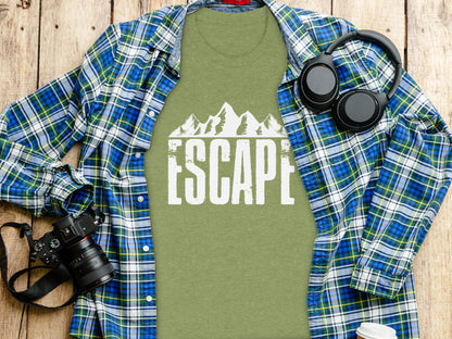 Escape Into The Mountains Outdoor Adventure Design T-Shirt T-Shirt - Outdoor & Adventure Collection - Mile Marker 16 Gear by Cloud 16 Clothing Co.
