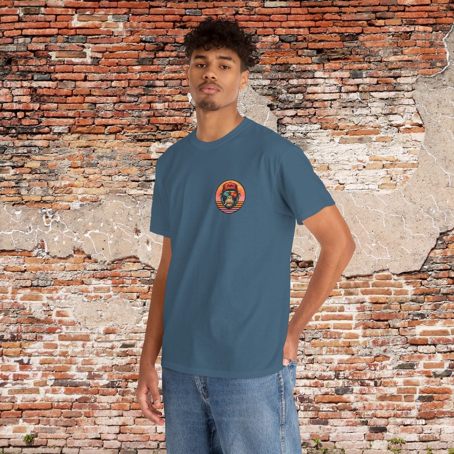 Retro Monkey Graphic T-Shirt - Unisex Heavy Cotton Tee