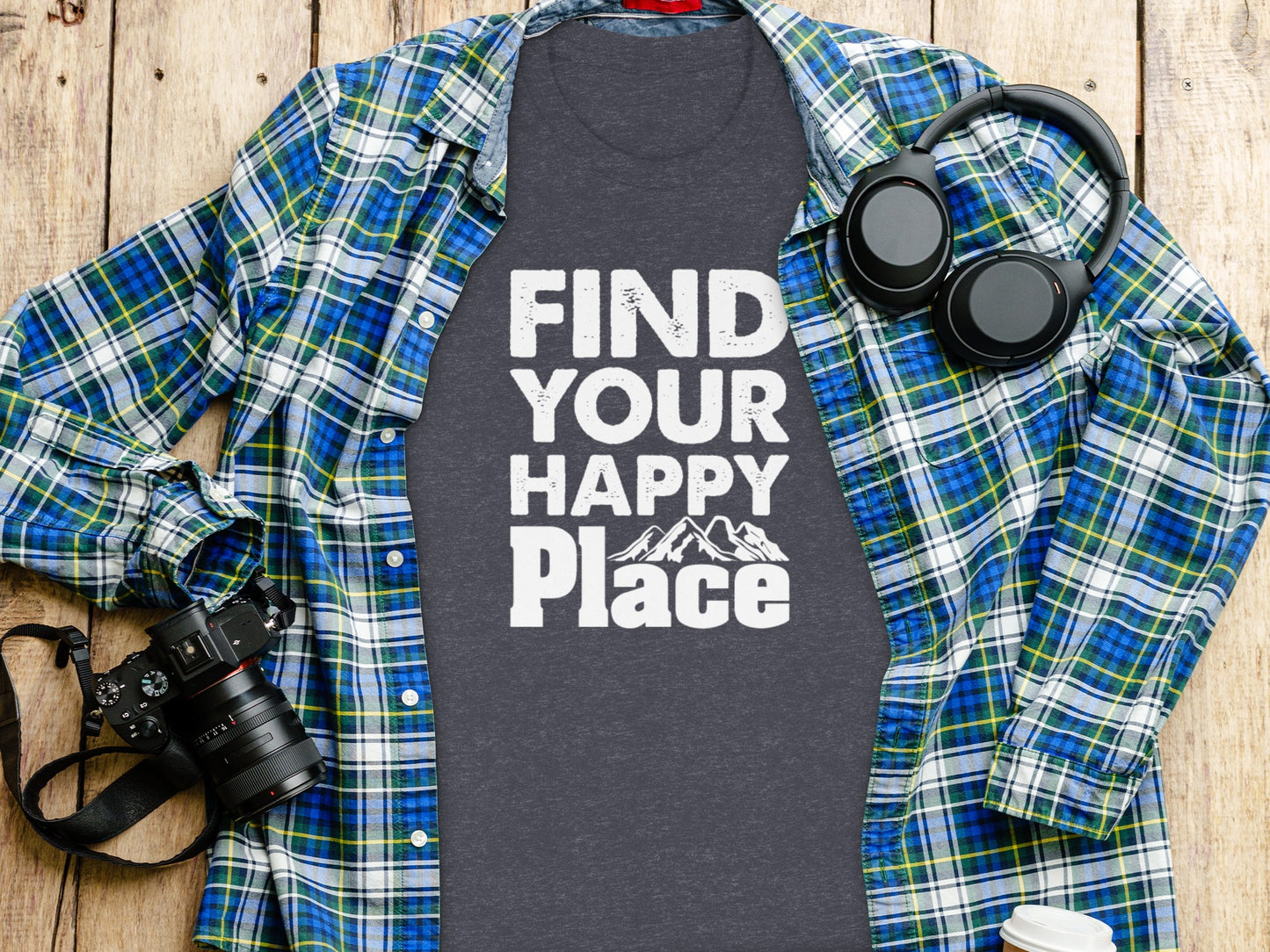 Find Your Happy Place with Mountain T-Shirt T-Shirt - Outdoor & Adventure Collection - Mile Marker 16 Gear by Cloud 16 Clothing Co.