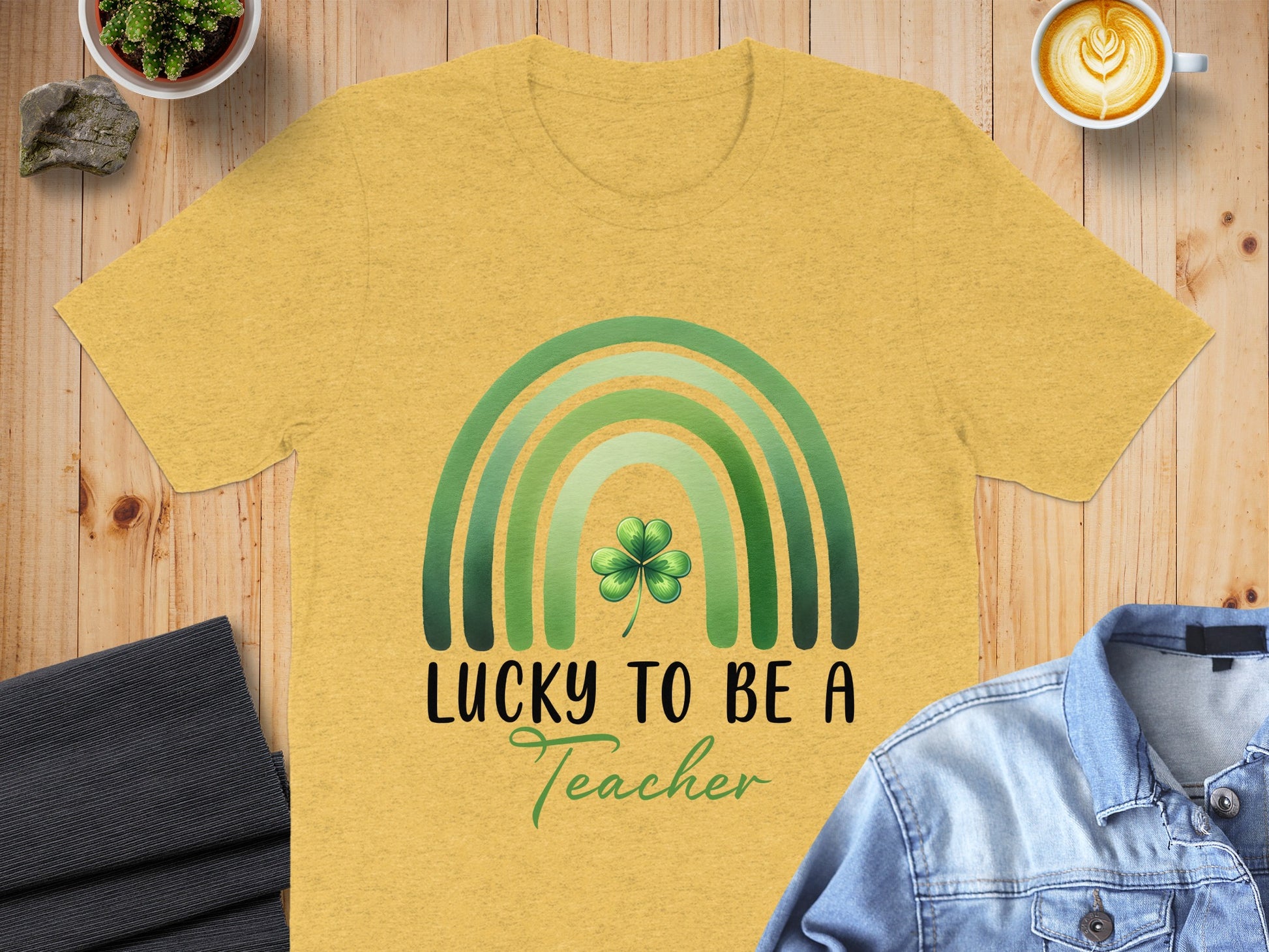 Lucky to Be a Teacher Rainbow Clover T-Shirt
