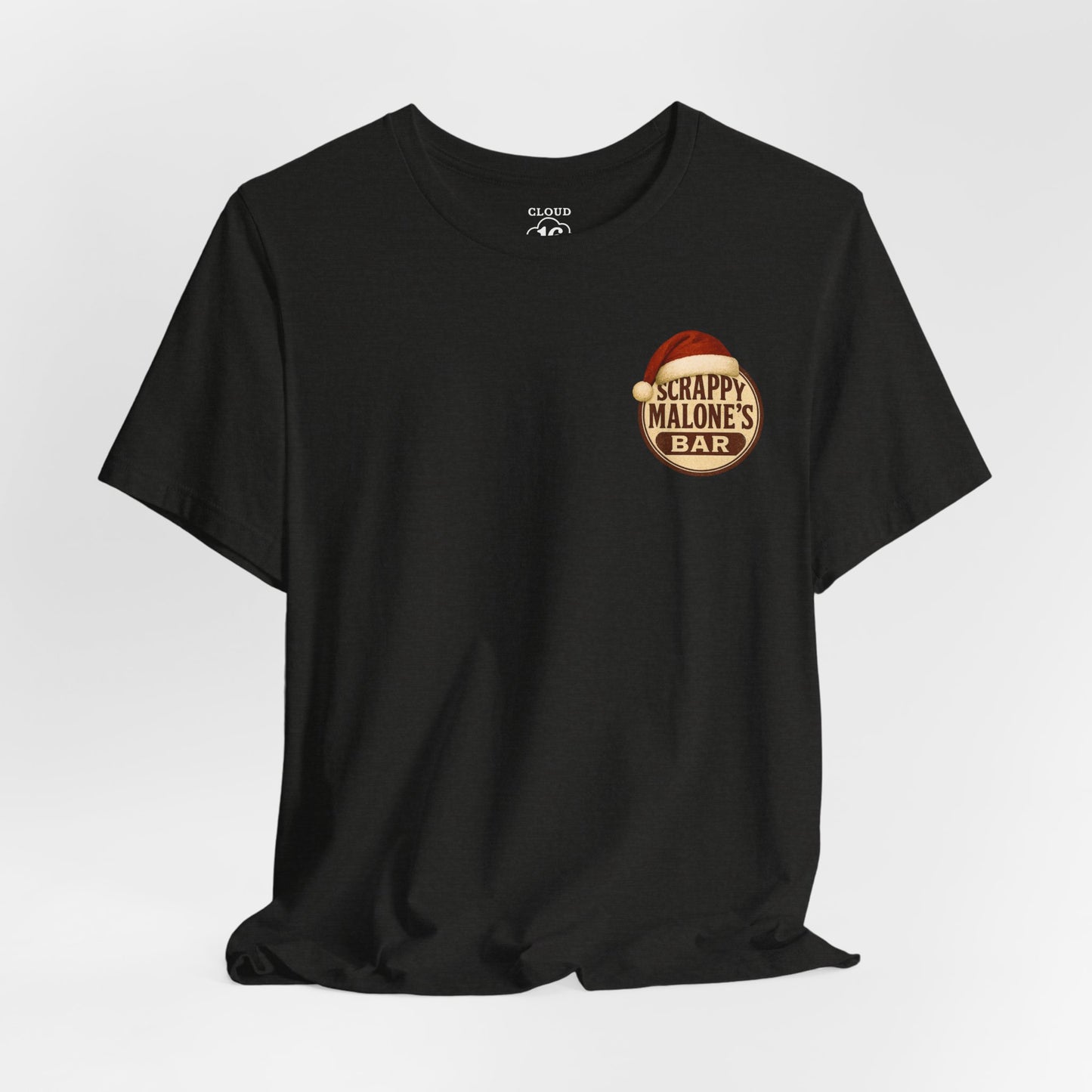 Scrappy Malone's Bar Christmas Tee — "Joy" Beer Mug Holiday Shirt