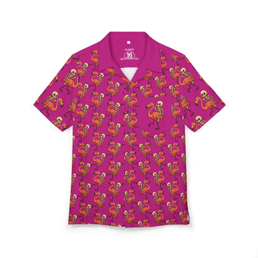 Vibrant Flamingo Hawaiian Shirt - Unisex Tropical Button-Down for Beach & Vacation