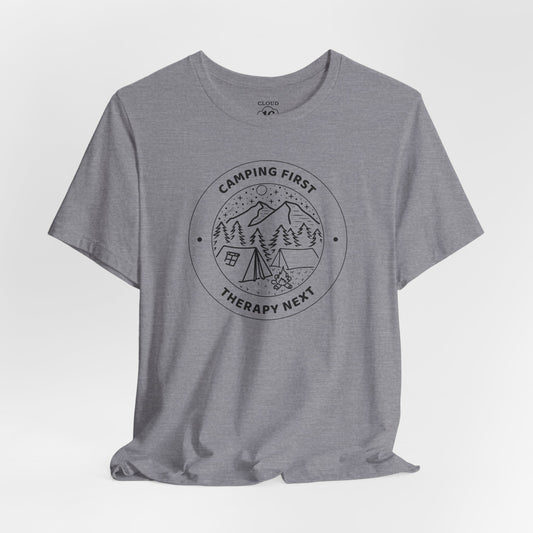 Camping Therapy Unisex T-Shirt - Nature Lover Gift for Outdoor Adventures