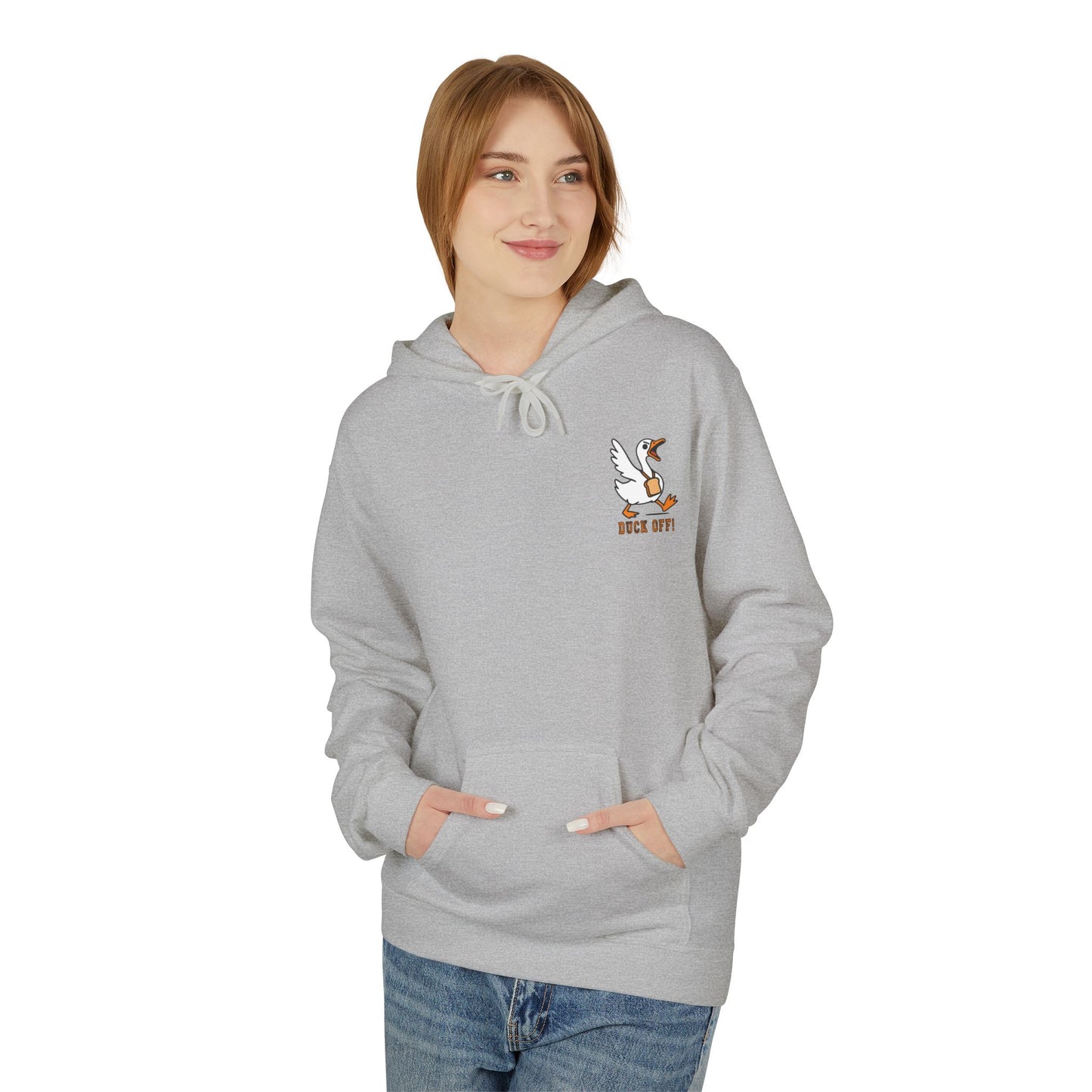 Duck Off Funny Hoodie - Unisex Fleece Pullover for Animal Lovers