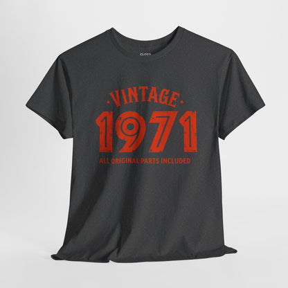Vintage 1971 T-Shirt - Premium Unisex Heavy Cotton Retro Tee