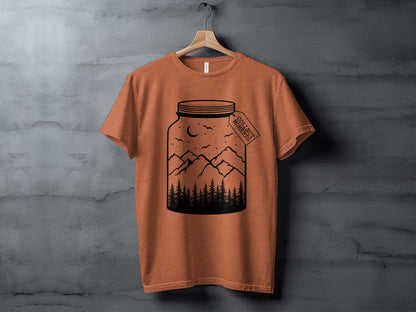 Collect Moments Jar with Mountains Scene Design T-Shirt T-Shirt - Outdoor & Adventure Collection - Mile Marker 16 Gear by Cloud 16 Clothing Co.